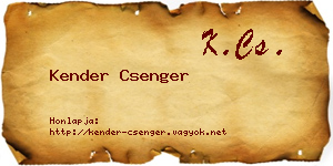 Kender Csenger névjegykártya